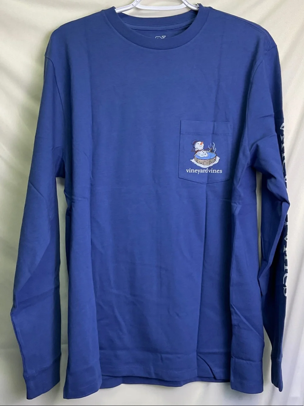 Vineyard Vines “Hot Toddy Snowman“ Pocket Long Sleeve Tee - Moonshine